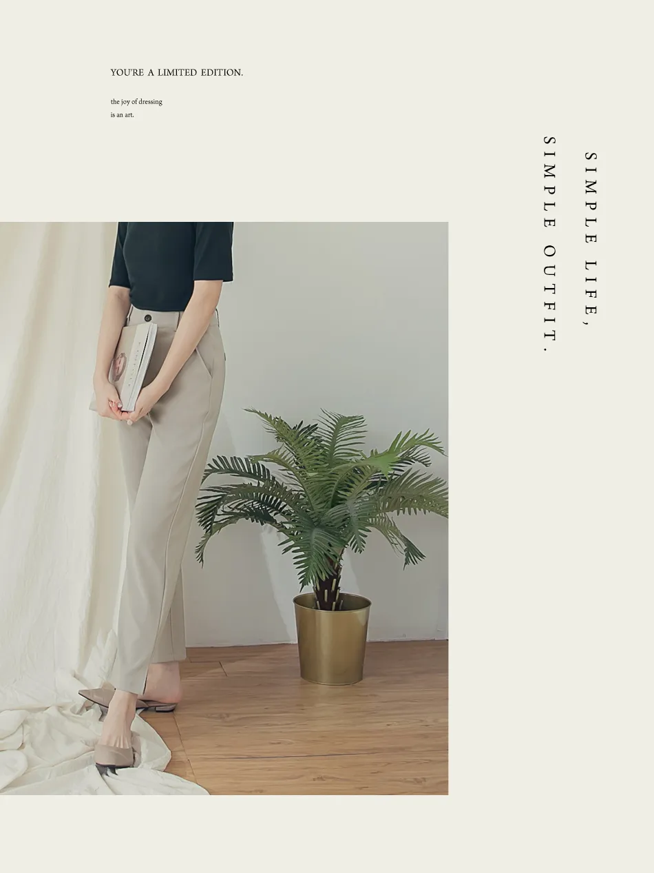 OB Design OB DESIGN Solid Color Wrinkle-Resistant Suit Wide Leg Trousers Long Formal Work Pants - Photo 4