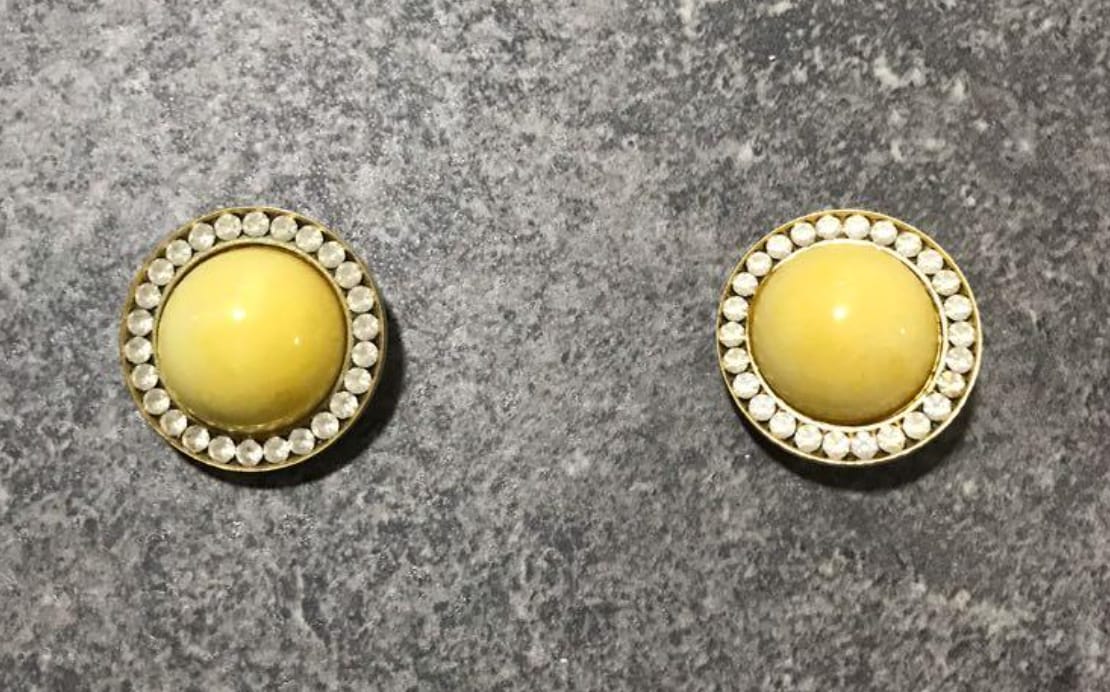 Retro Yellow Button Earrings