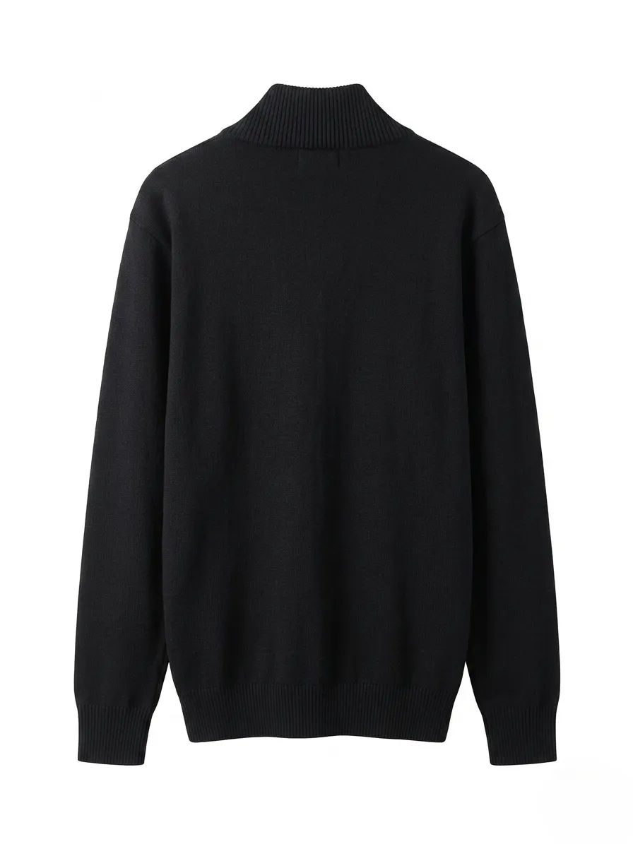 NA Women Black Long Sleeve Sweater Outerwear with Collar Detail - Photo 2