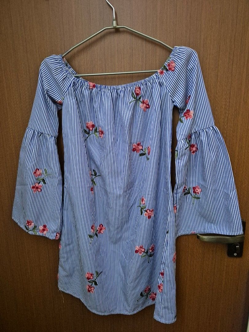 Missguided Missguided Off-Shoulder Striped Floral Dress (UK 8) - Photo 2