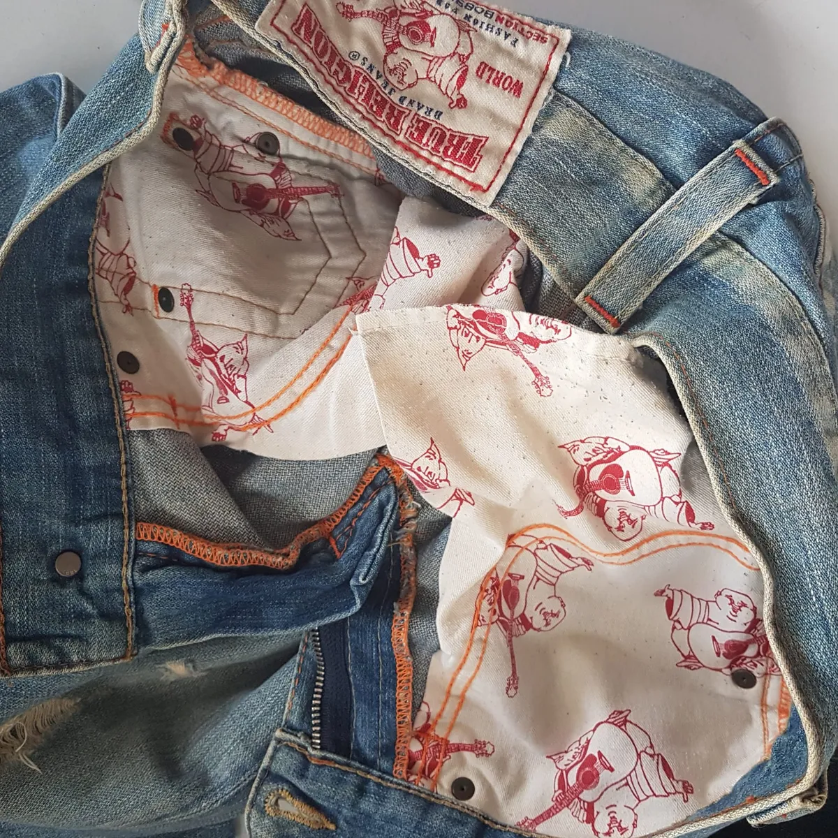 True Religion Retro True Religion Denim Jeans, Made in USA, Size 28, Versatile Bootcut Jeans, Flare Bottoms, Cosmopolitan, Distressed Design, Seasoned Look, Sophistication, Nostalgic Appeal, Vintage Pants, Timeless Classic, Luxury Living, Cult Street Fashion, Roadster - Photo 7