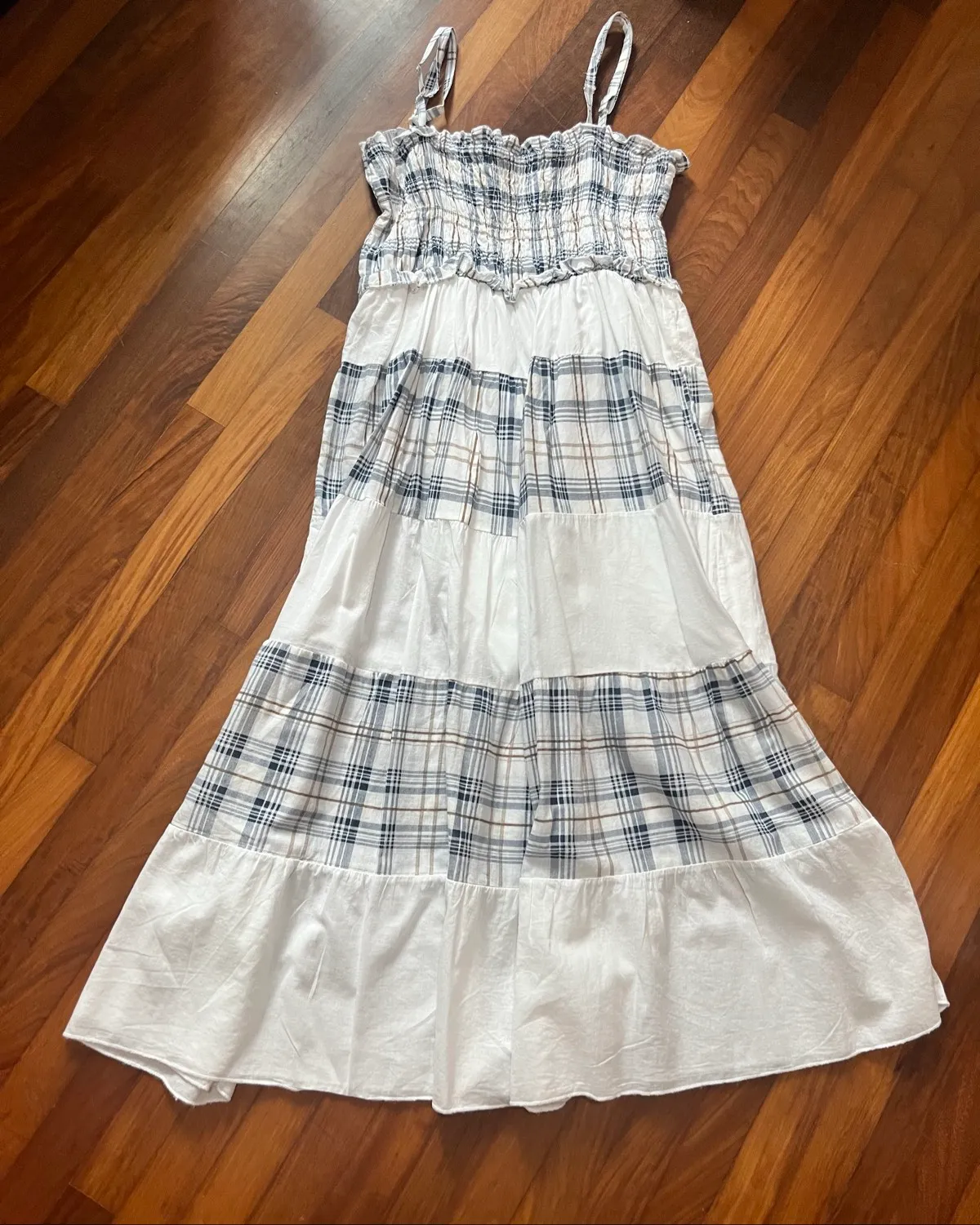 Plaid tiered dress with spaghetti straps