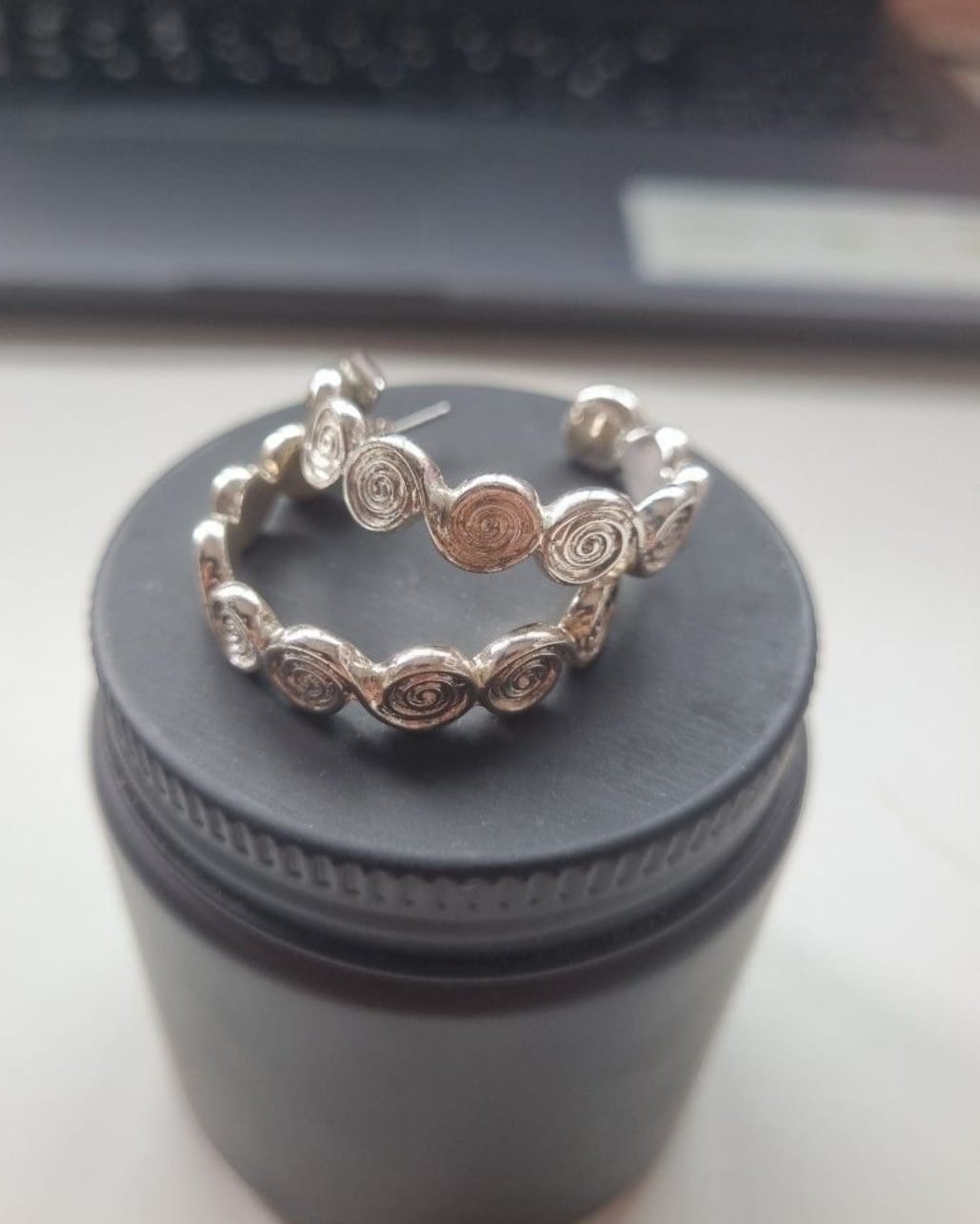 Silver Spiral Hoop Earrings