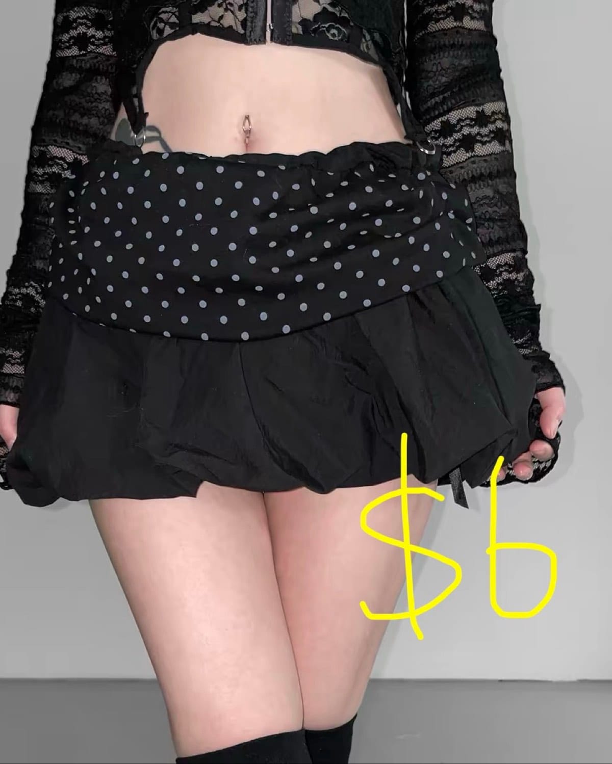 Edgy Black Polka Dot Mini Skirt