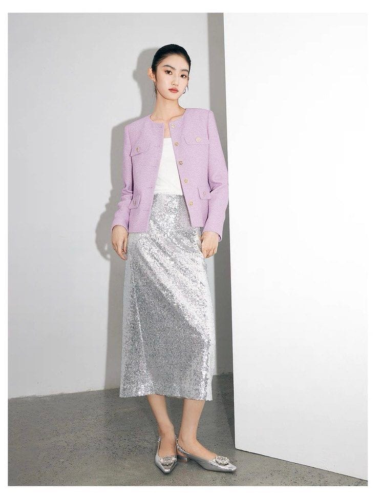 Mandy Zhang Sequined Skirt with High Waist and Hip Covering - Photo 5