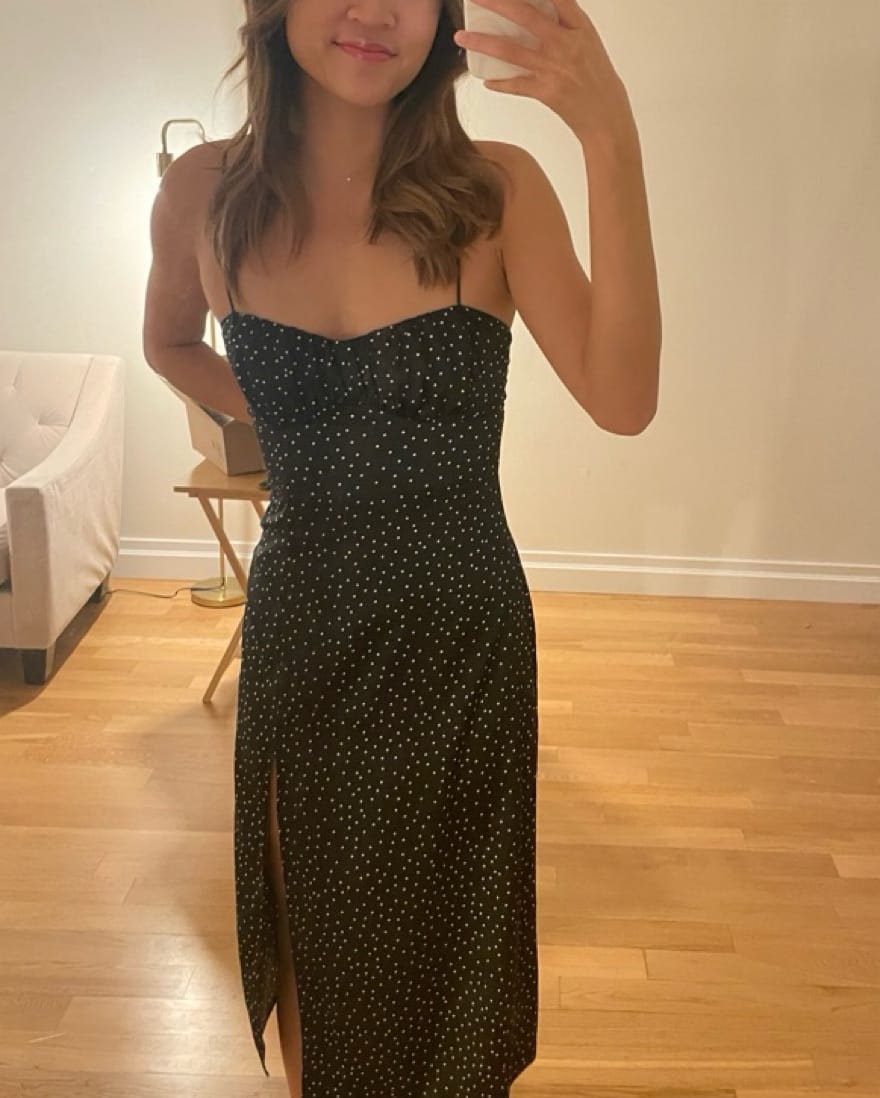 Zara Zara Polka Dot Slit Midi Dress - Photo 2