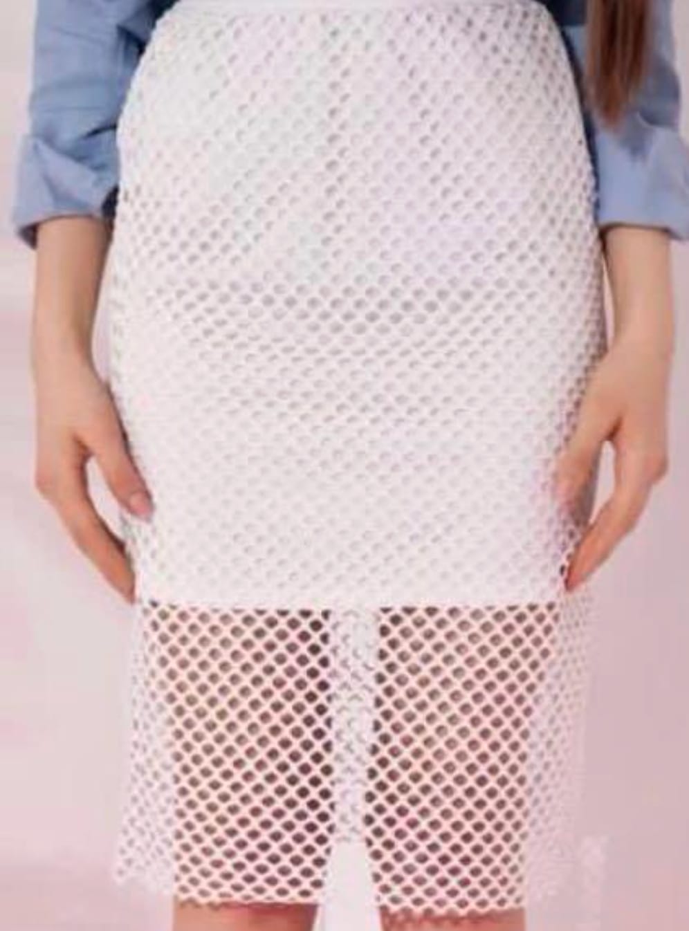 Chic White Fishnet Skirt