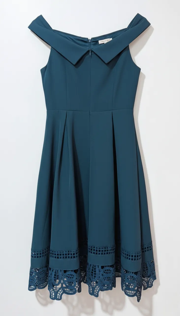 NA Emerald Green Off Shoulder Evening Long Midi Flare Dress