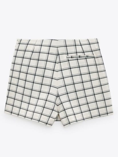 ZARA Ecru/Black Checked Bermuda Skort (M) - Photo 4