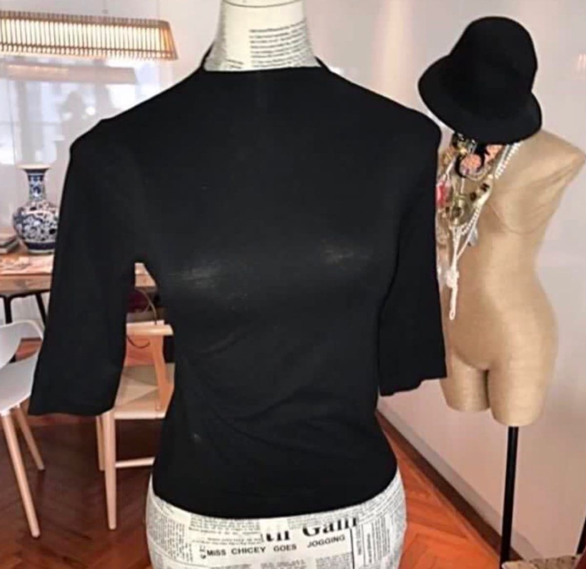 Chic Black Mock Neck Top