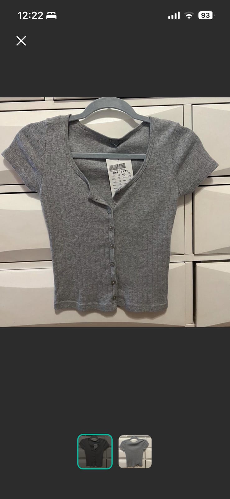Brandy Melville Grey Ribbed Button-Up Eyelet Top (NWT!)