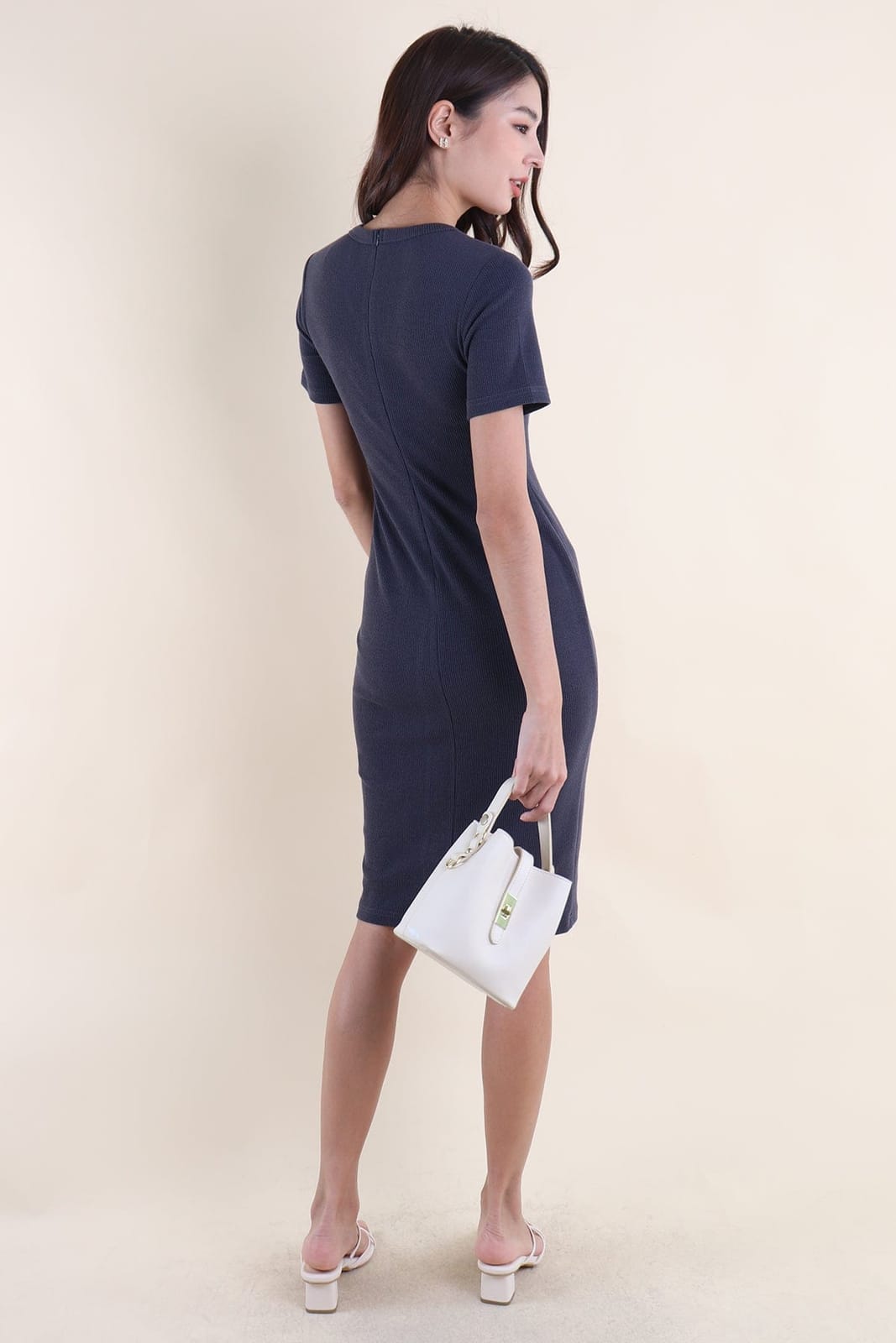 Neonmello Hendric Ribbed Button Midaxi - Steel Blue - Photo 5