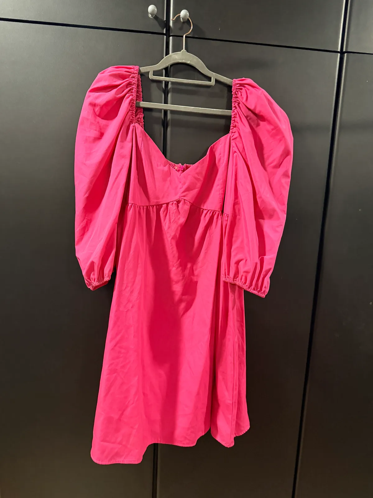 Bright Pink Puff Sleeve Dress