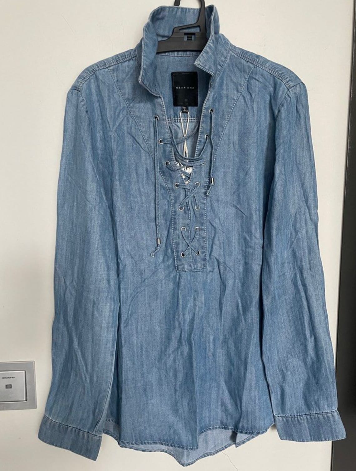 Vintage Denim Lace-Up Shirt