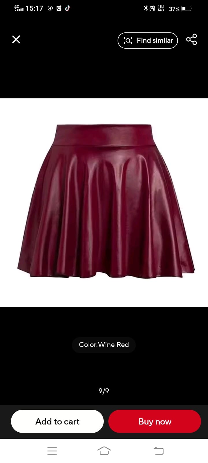 Wine Red Faux Leather Skater Skirt