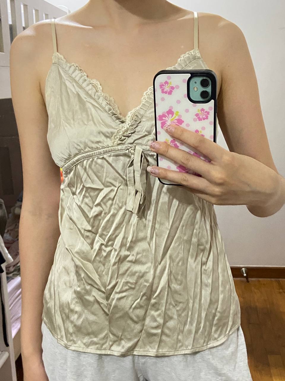 lace trim beige camisole