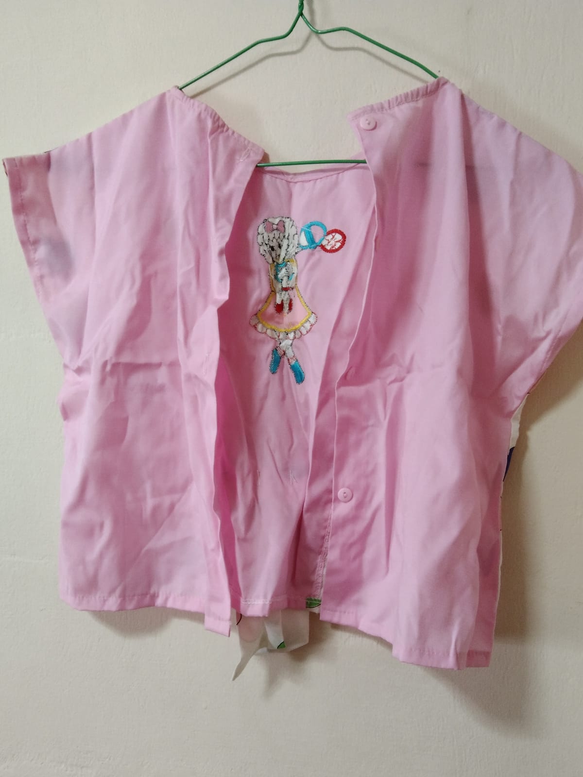 Cute Pink Embroidered Snap Button Top