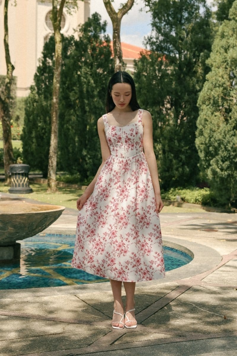 Lovet Abriana Padded Linen Corset Midaxi Dress