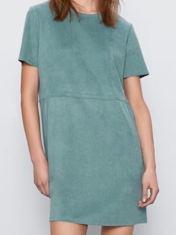 Zara ZARA Turquoise/Peacock Blue Shift Dress With Pockets (M)