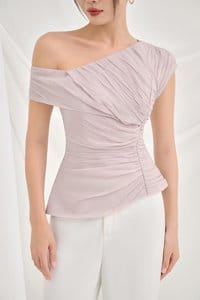 Chello Chello Blythe Padded Asymmetrical Structured Top in Smoky Mauve - Photo 4