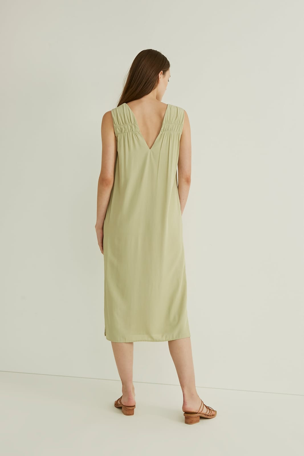 Our Second Nature Our Second Nature OSN Gathered V-Neck Midi Dress - Photo 3