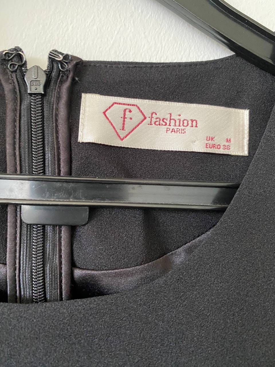 Fashion Paris Black Sleeveless Dress With Frilly Pleat Design and Mesh Panel (UK M / EUR 38) - Photo 2