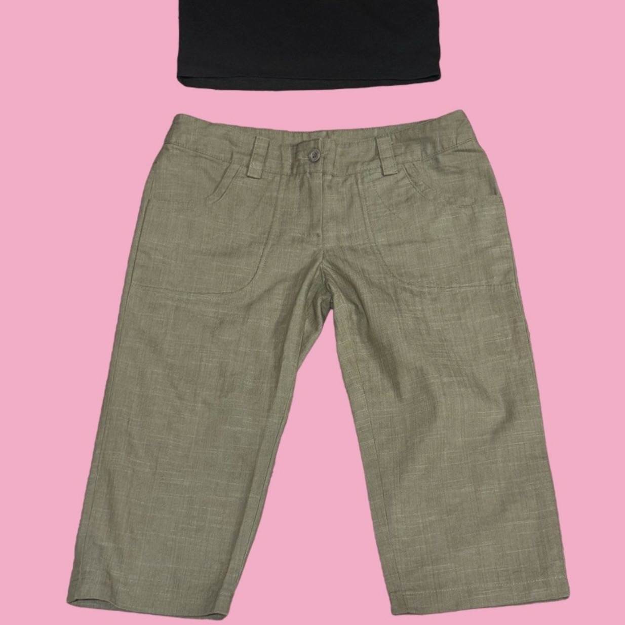 double index khaki capri
