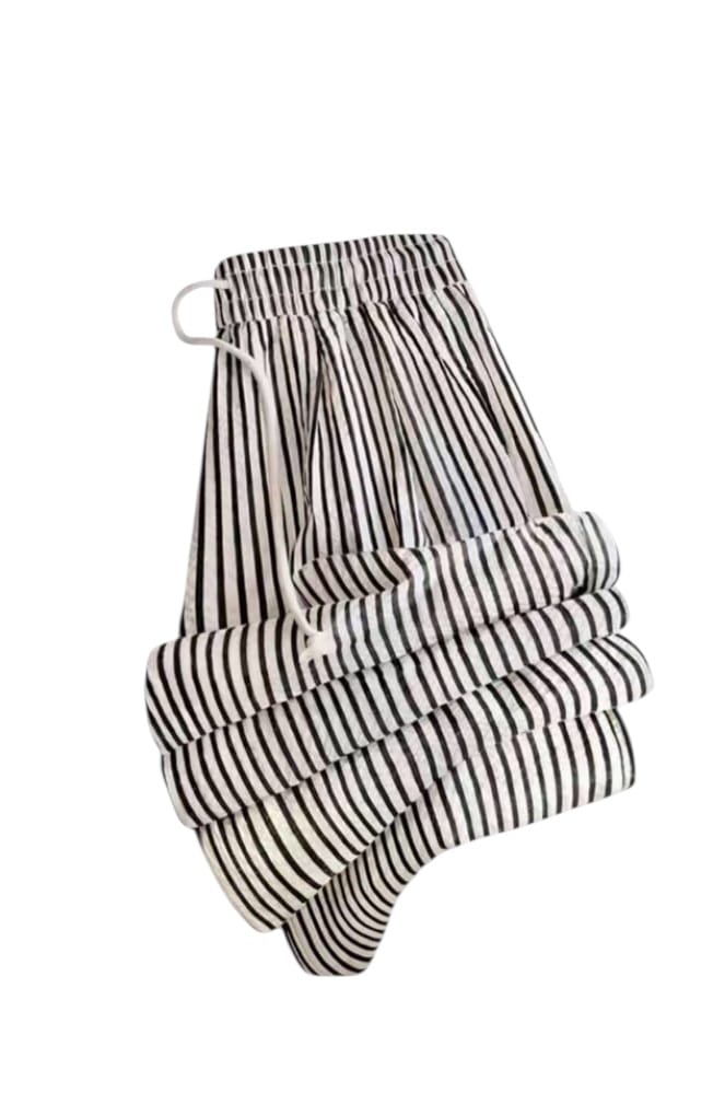 Comfy Black-White Striped Lounge Pants