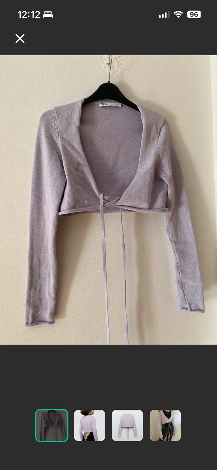 Zara Lilac Wrap Tie Cardigan Balletcore 