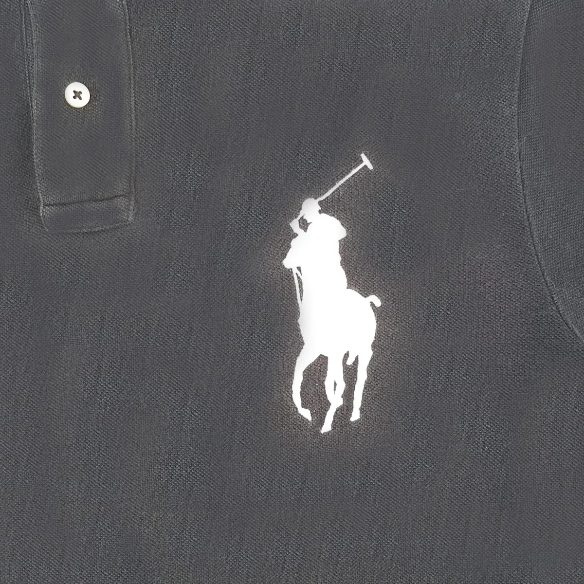 Ralph Lauren Original Polo by Ralph Lauren Shirt, Retro GERMANY Model, Number 3, Cosmopolitan, MEDIUM Black Top, 2 Buttons Polo Shirt, Big White RL Polo Logo, Custom Fit, All American, Luxury Lifestyle, Urban Style, Sophistication, Pop Culture, Cult Street Fashion - Photo 4