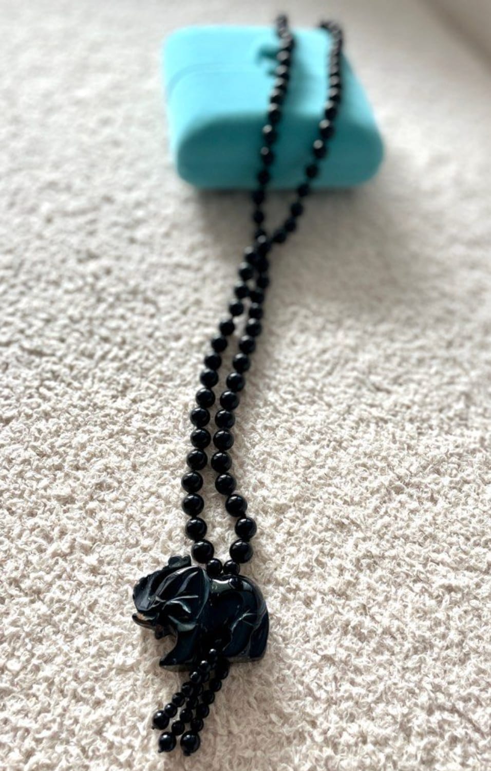 Chic Black Beaded Elephant Necklace