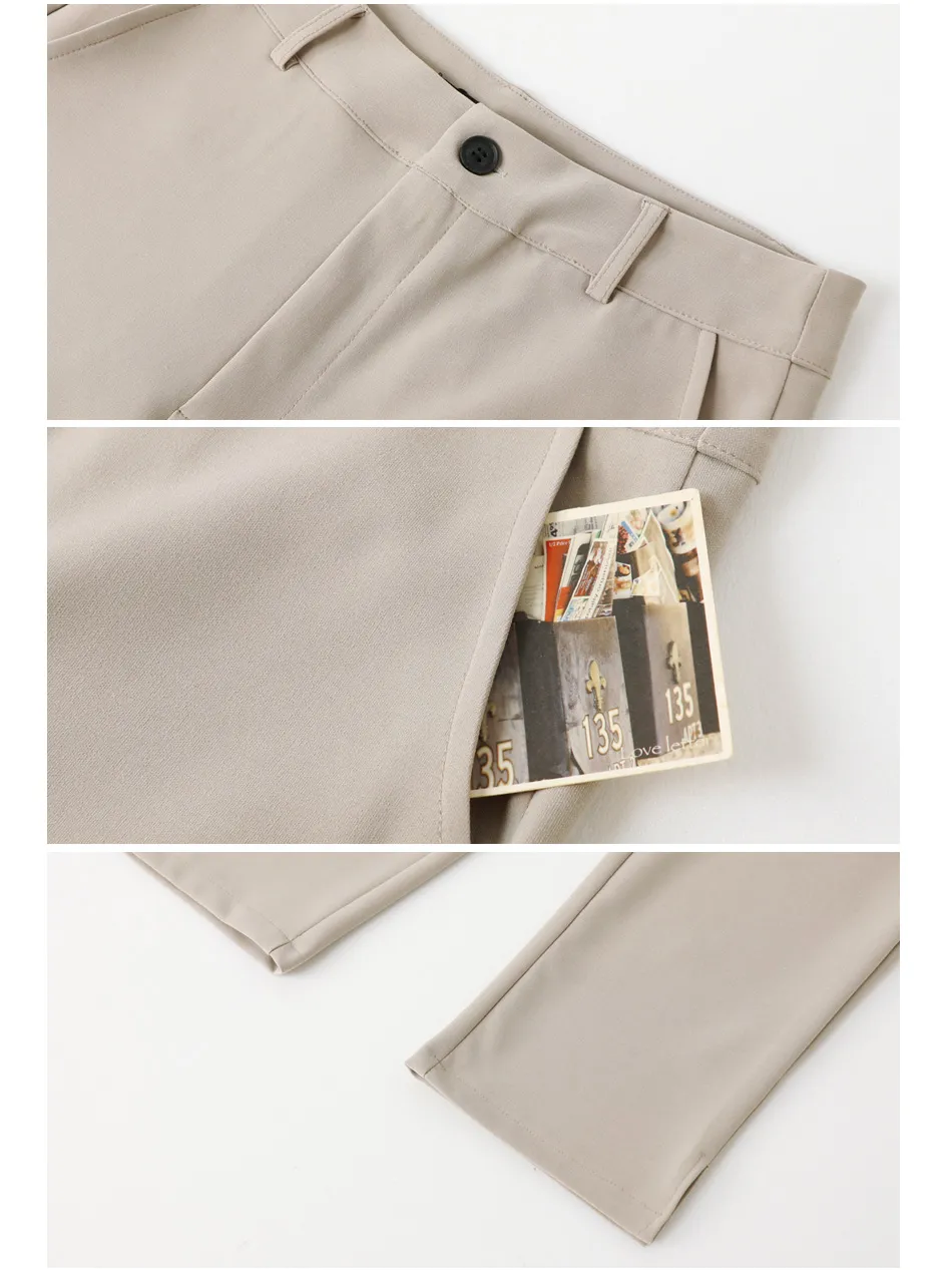 OB Design OB DESIGN Solid Color Wrinkle-Resistant Suit Wide Leg Trousers Long Formal Work Pants - Photo 6