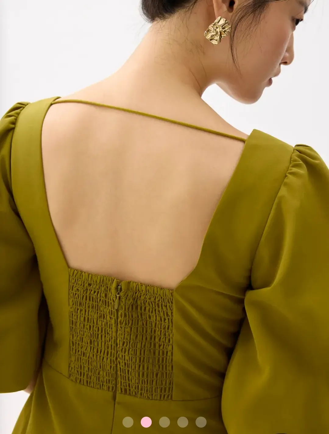 Love, Bonito Love Bonito Olive Green Puff Sleeve Midi Dress - Photo 2
