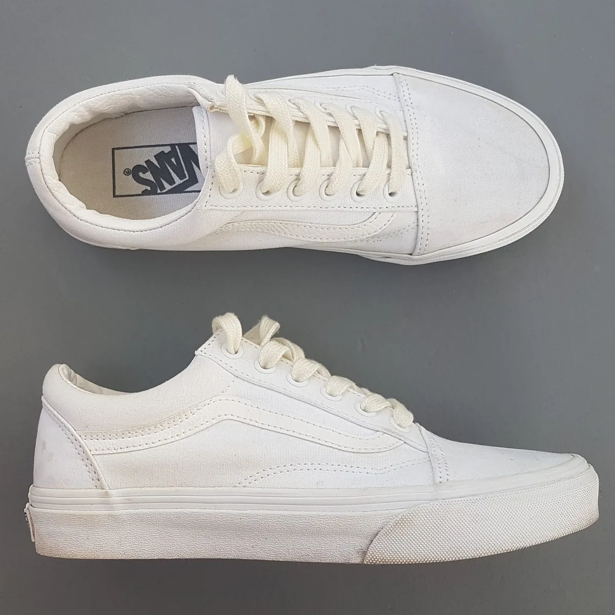 VANS Original Vans ComfyCush Old Skool True White Shoes, US 7.5, UK 5, EUR 38, CM 24, Signature Leather Tonat Side Stripes, OFF THE WALL, Timeless Classic, Pop Culture, Hip Hop, Rock Star, Sophistication, Cult Street Fashion, Everyday Shoes - Photo 8