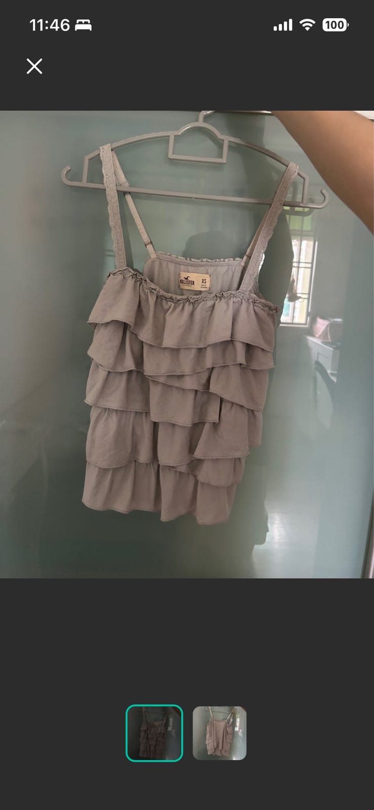 Hollister Light Grey Ruffle Tank Top (XS) - Cute & Stylish