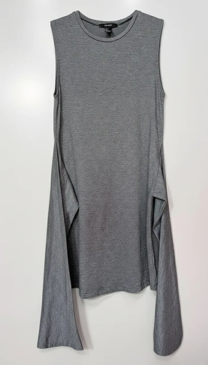 Forever 21 Grey Sleeveless Tie Waist Cotton Blend Sleeveless Tank Dress (Size S)