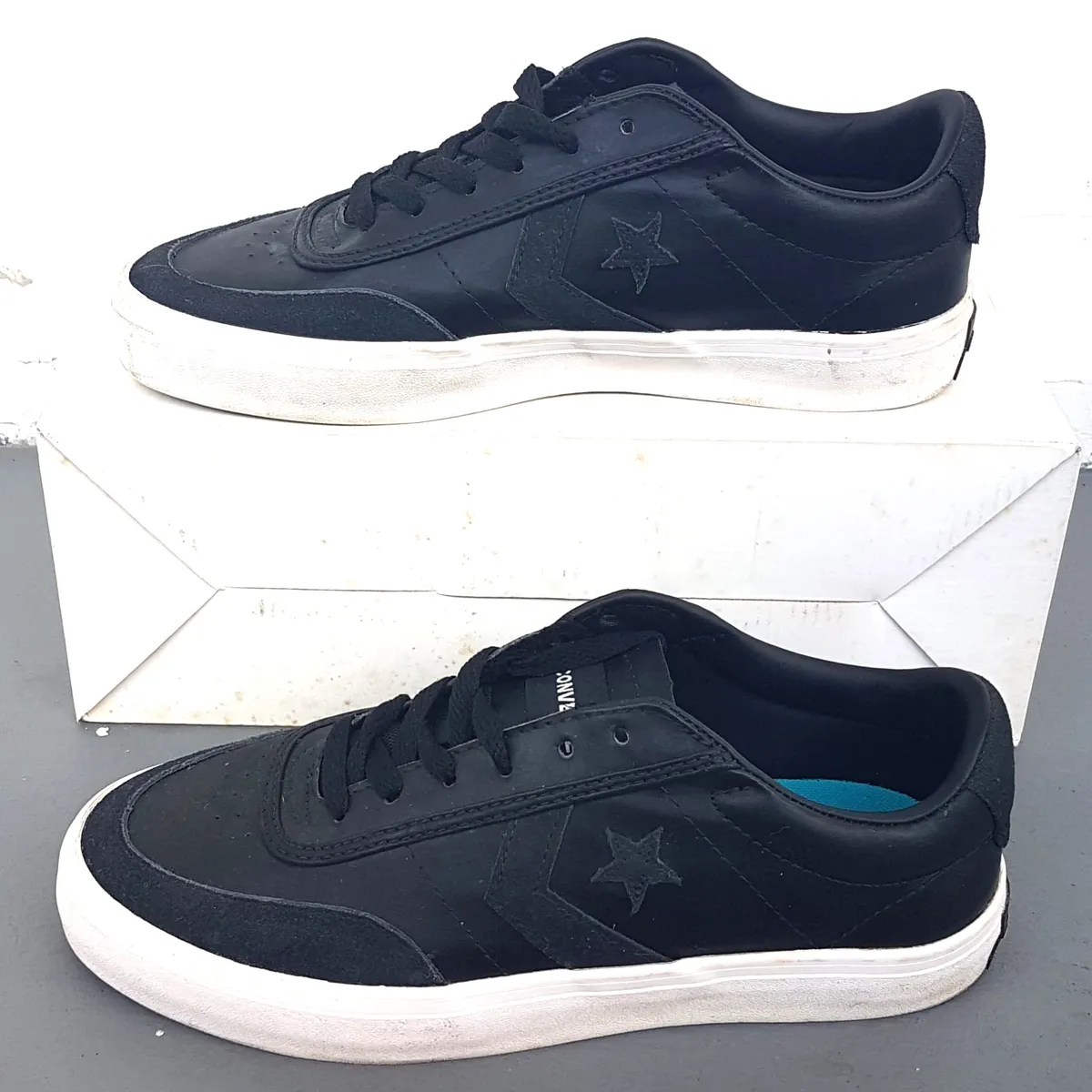 CONVERSE Converse Courtlandt Leather Suede Sneakers, US 7, UK 6, EUR 40, CM 25, Cool Black & White Shoes, Cosmopolitan, Iconic Star Chevron Logo, Classic Low-Profile Silhouette, Sophistication, Streetwise, Pop Culture, Hip Hop, Rock Star, Cult Street Fashion - Photo 3