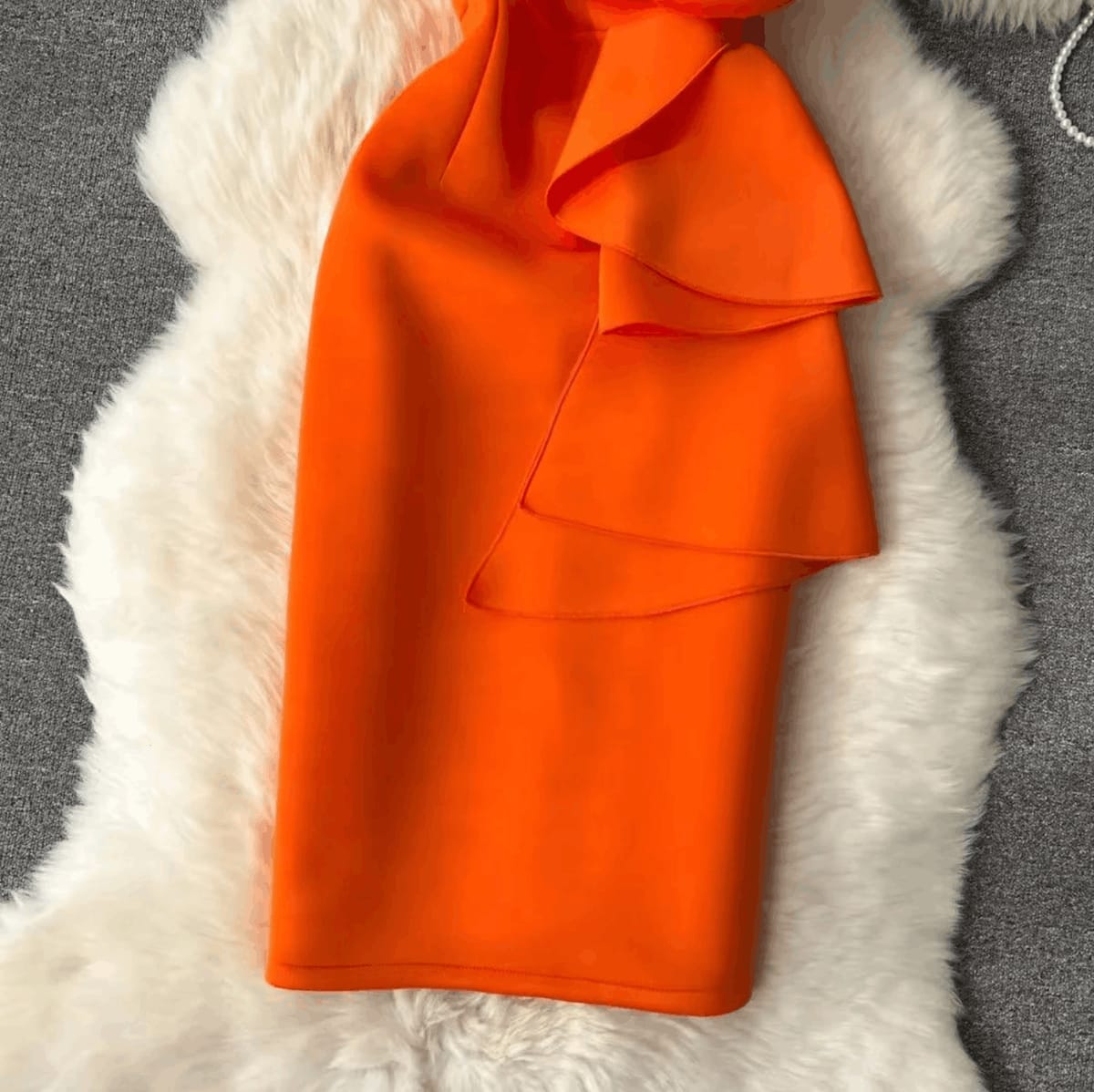 French Elegant Chic Orange A-Line Party Dress 3D Flowers - Photo 4