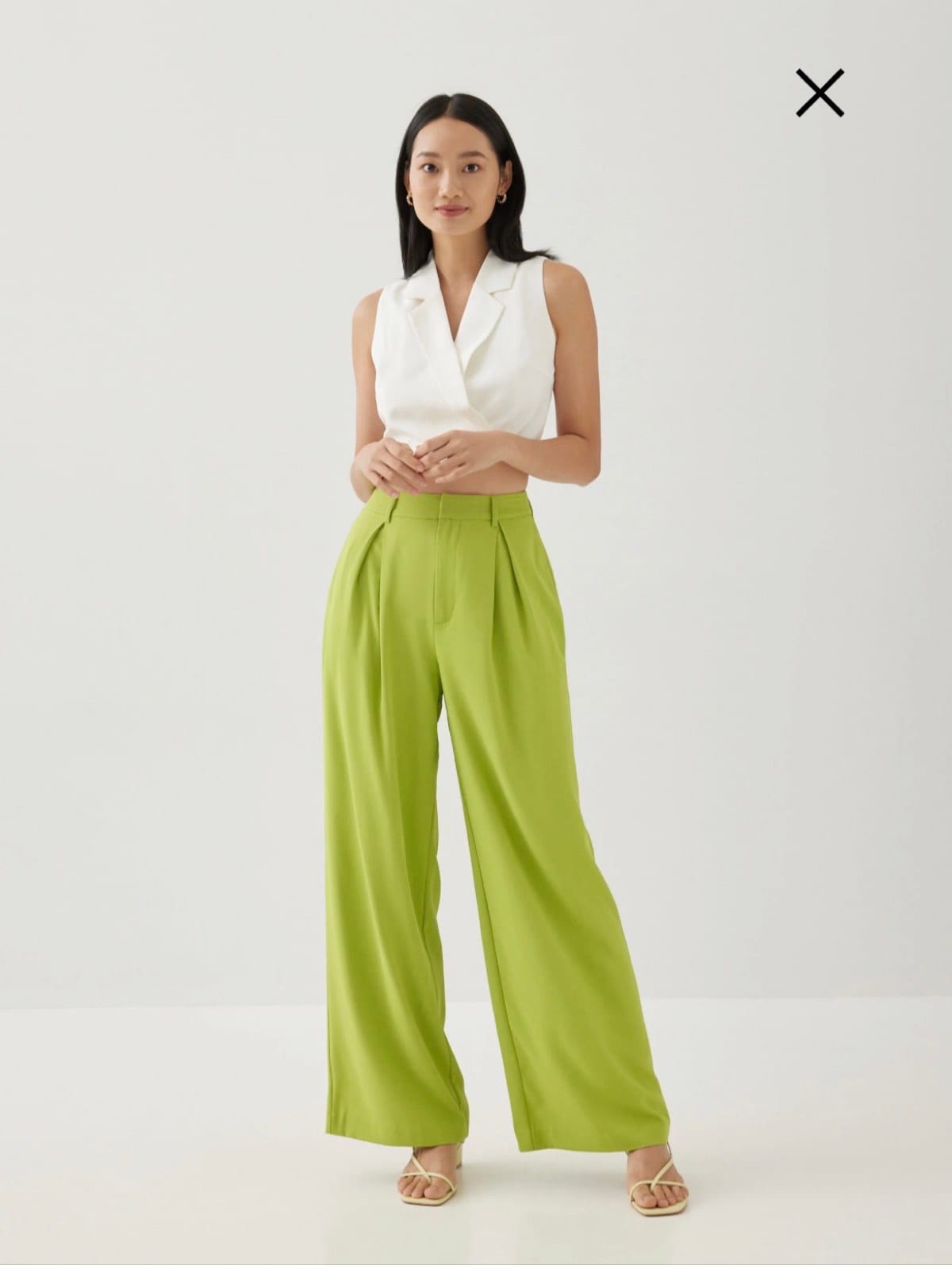 Love Bonito Gela Green Wide-Leg Pants