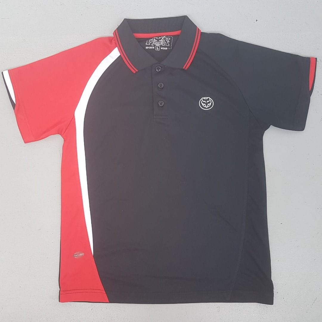 FOX Polo Shirt in Black & Red - Sporty Vibes