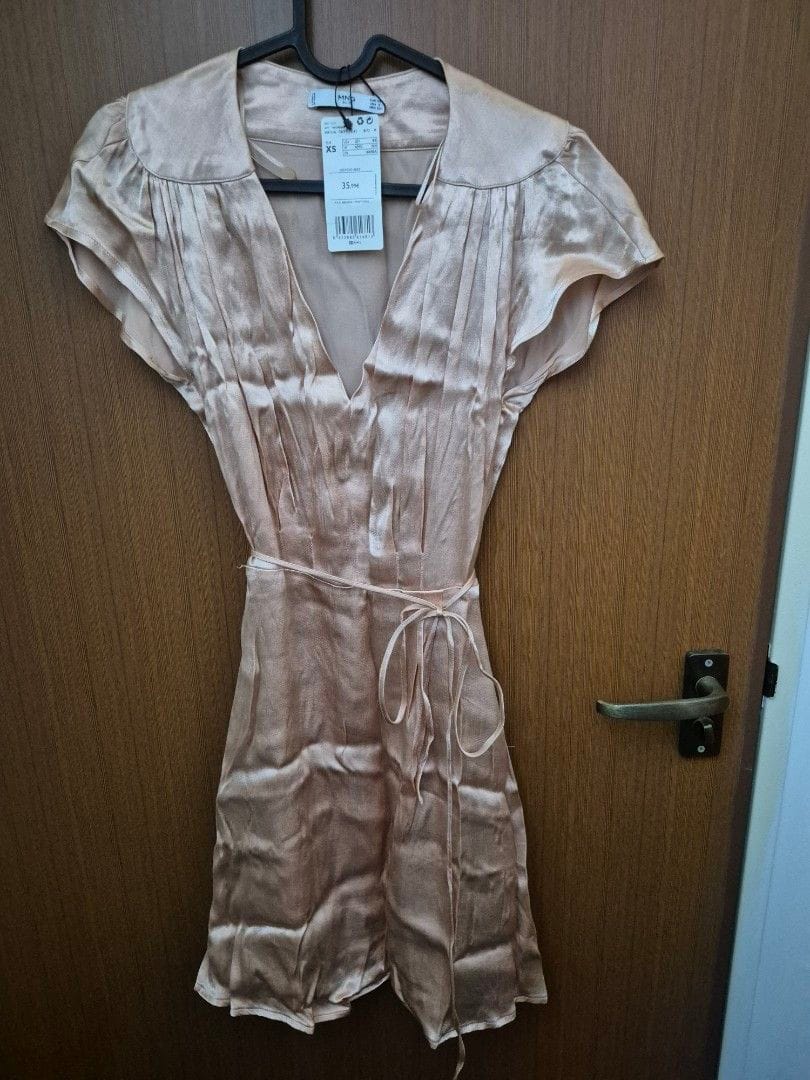 Mango Beige Tie-Waist Dress - XS, Brand New!