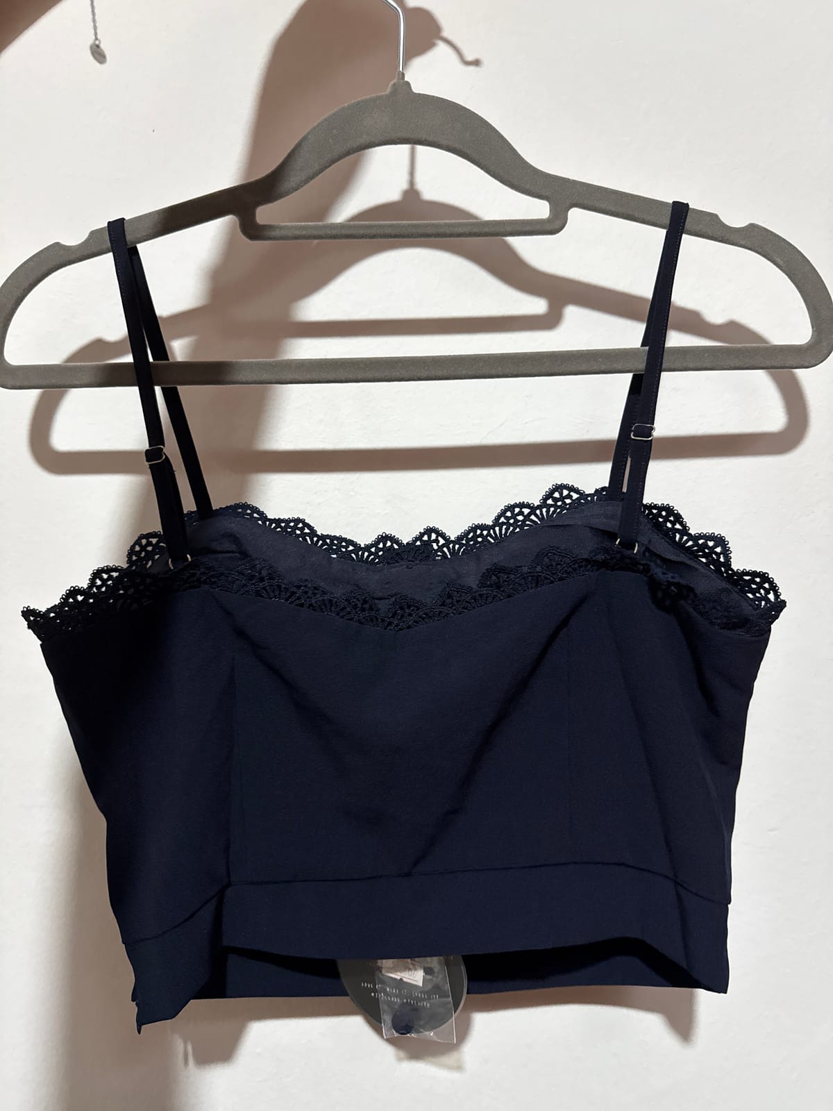 Topazette Topazette Navy Lace Trim Crop Top - Size S - Photo 2