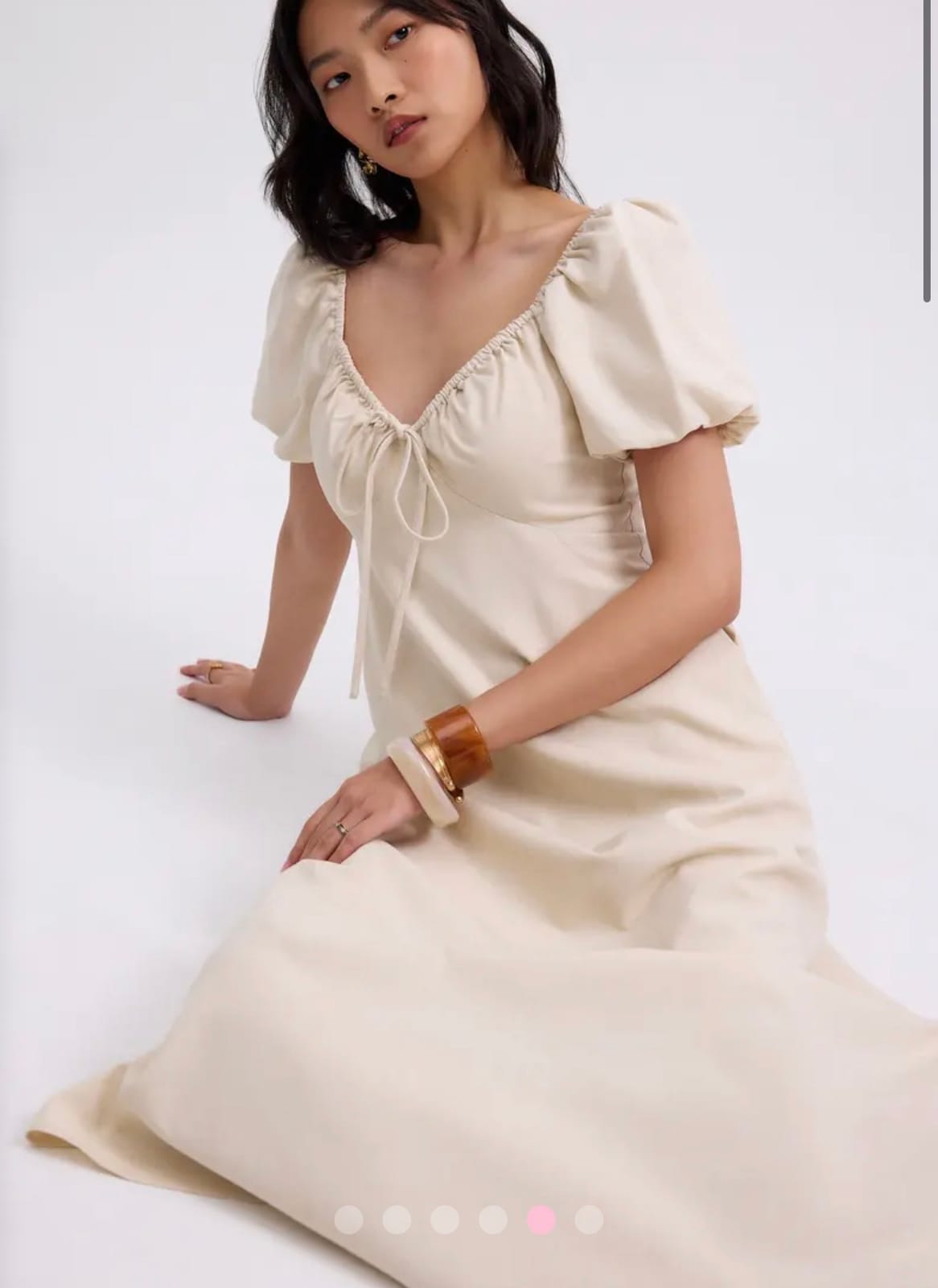 Love Bonito LB Brafree Linen Puff Sleeve Dress