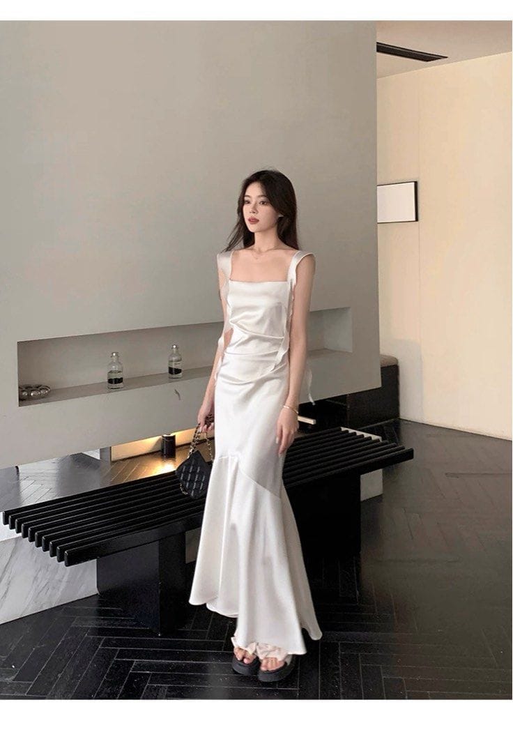 Butyou White Satin Fishtail Dress - Elegant Vibes ✨ - Photo 5
