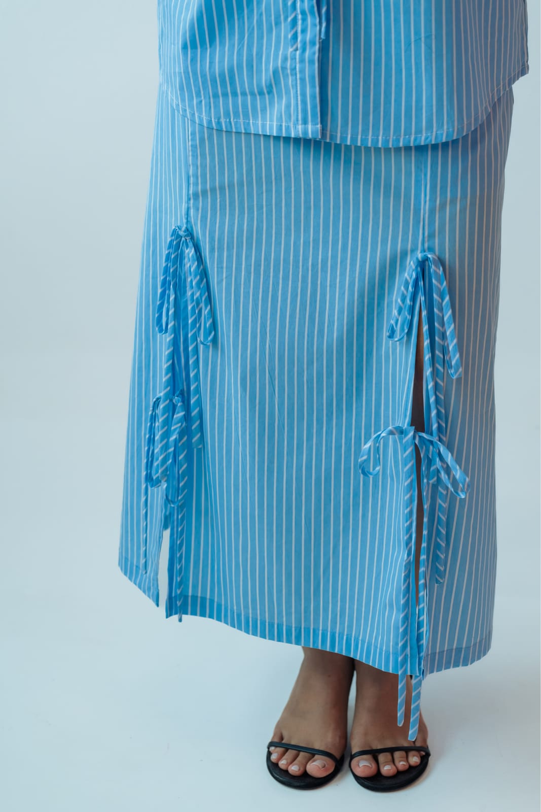Sea Apple Stripe Skirt With Ties - Photo 2