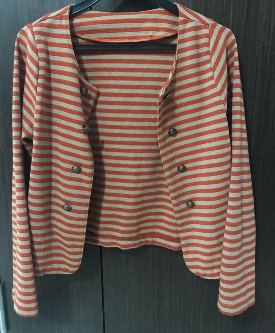 Retro Striped Button-Up Cardigan