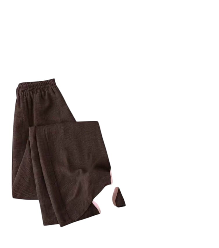 Cozy Brown Elastic-Waist Lounge Pants