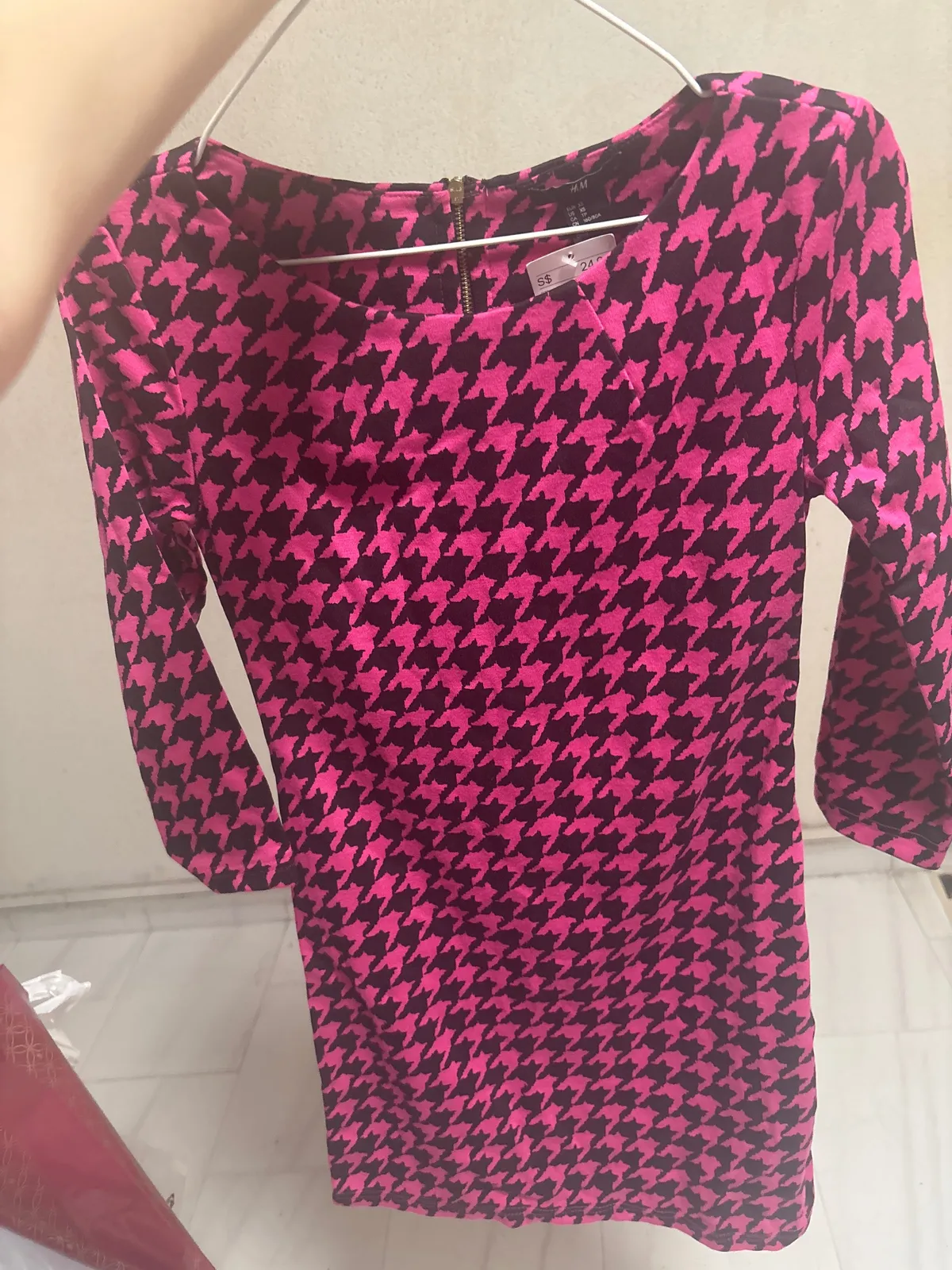 H&M H&M Pink / Black Houndstooth Dress BNWT