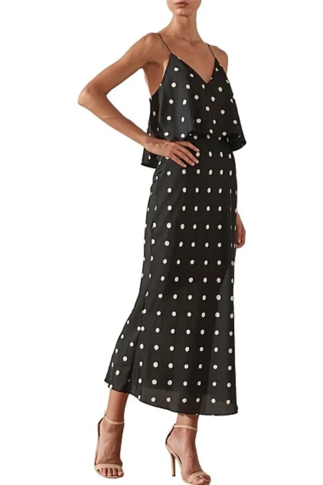 Shona Joy Polka Dot Bias Cut midi Dress — UK 10