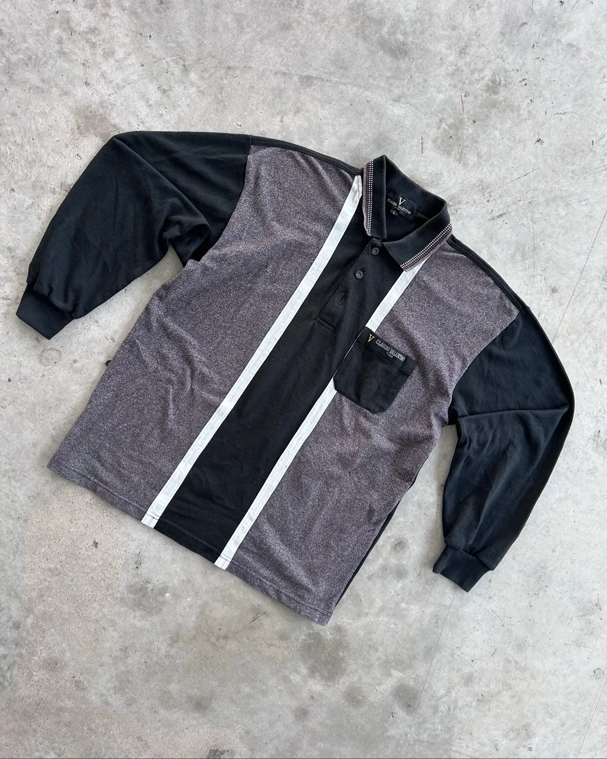 Emilio Valentino Retro Colourblock Long Sleeve Polo
